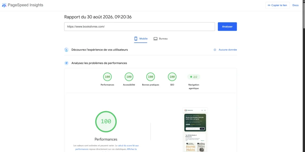 Création site internet optimisé Google SEO PageSpeed 100/100